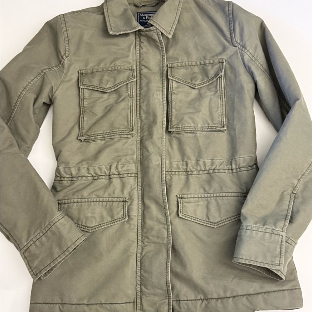 Abercrombie & Fitch Women's Olive Green Sherpa Lined Military Field Jacket XS